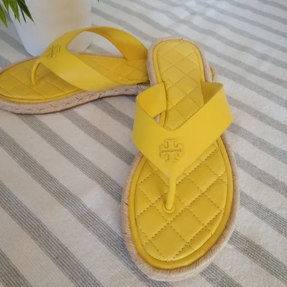 Tory Burch NIB Quilted Espadrille Thong Sandals - Picture 4 of 14